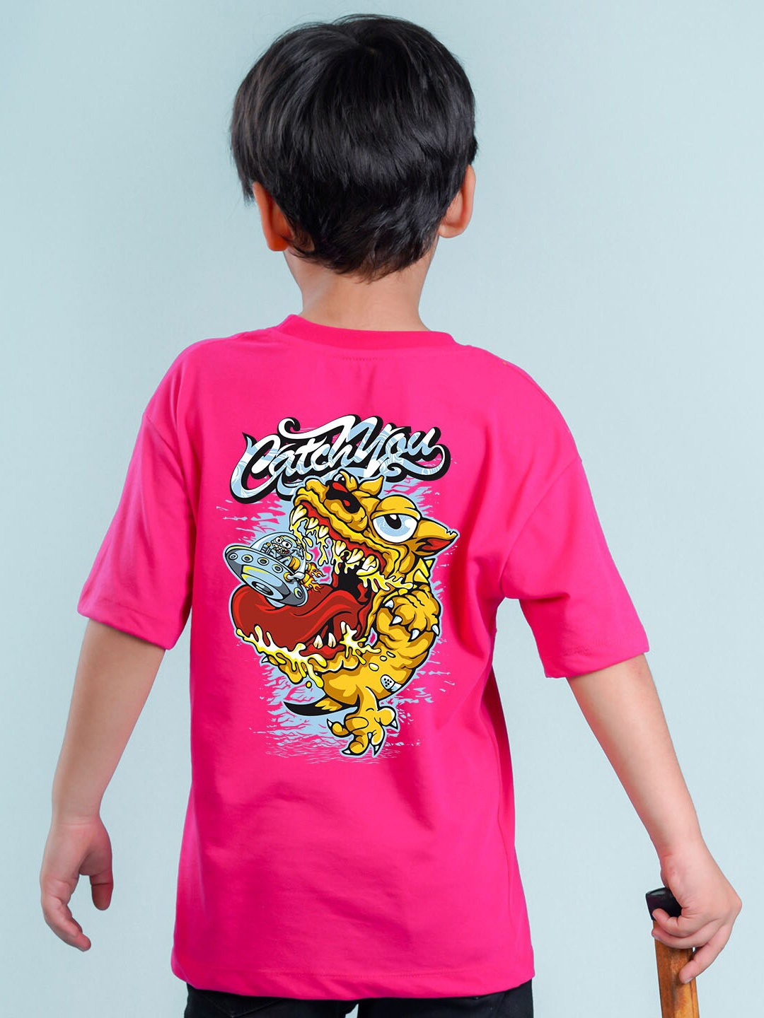 NUSYL Boys Graphic Printed Oversized T-shirt, Pink