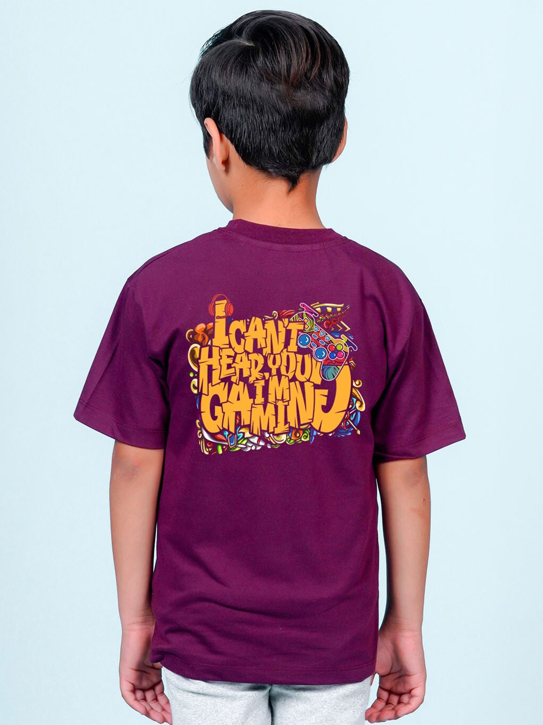 

NUSYL Boys Typography Printed Oversized T-shirt, Purple