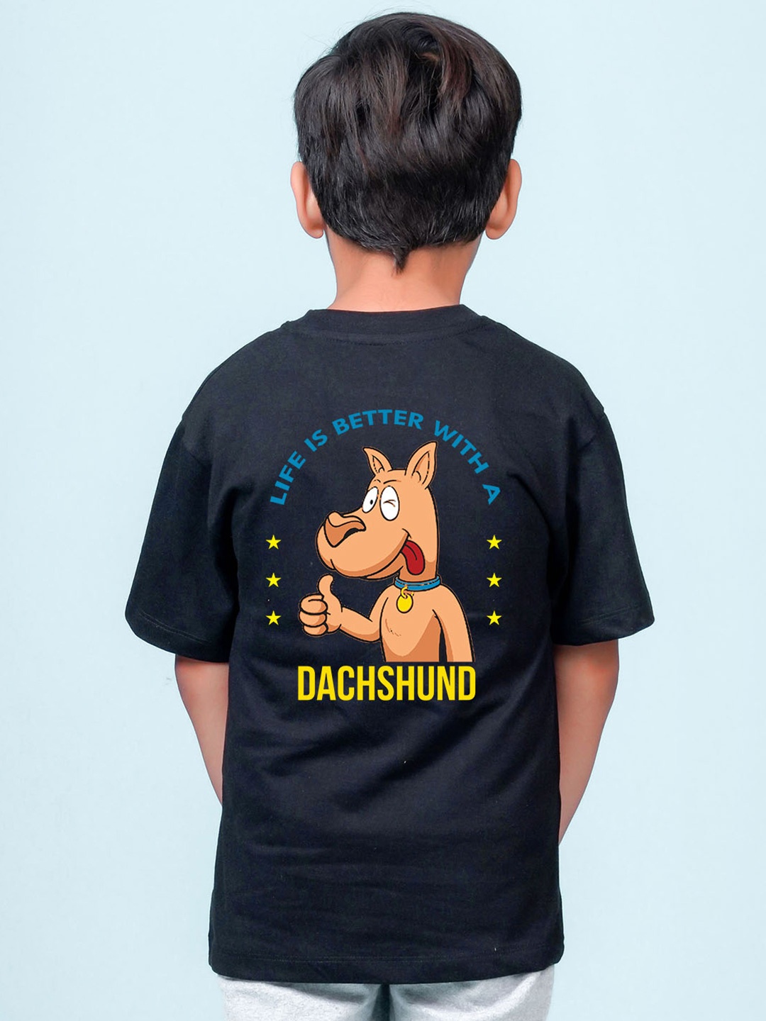 

NUSYL Boys Scooby-Doo Printed Drop-Shoulder Sleeves Oversized T-shirt, Black