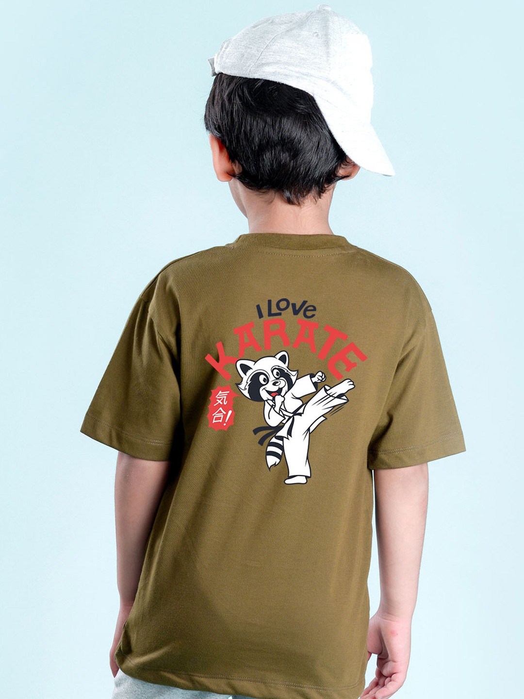 

NUSYL Boys Graphic Printed Drop Shoulder Sleeves Oversized T-shirt, Olive