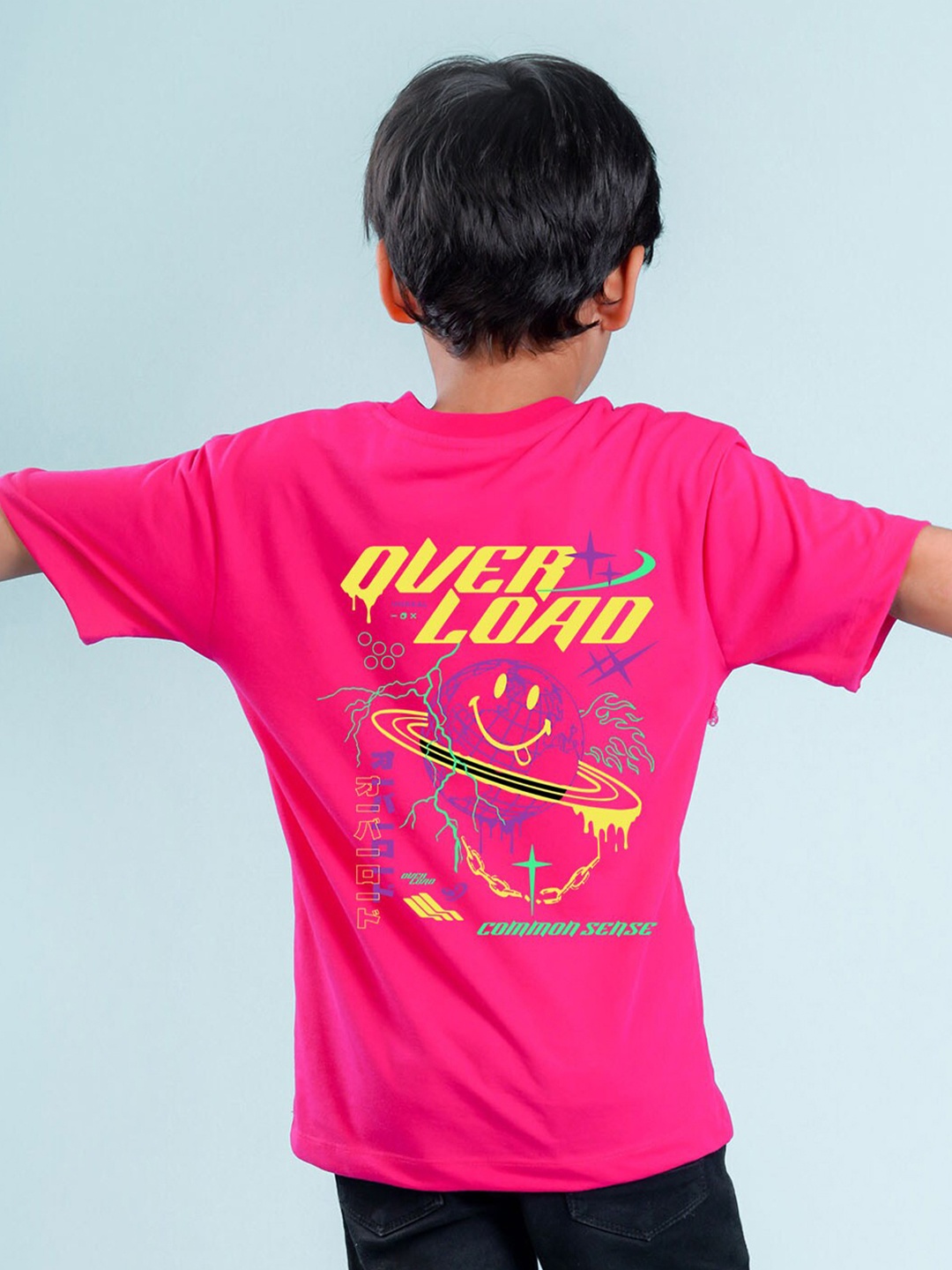 

NUSYL Boys Graphic Printed Oversized T-shirt, Pink