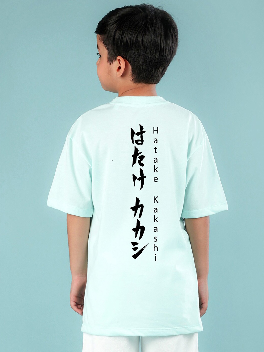 NUSYL Boys Typography Printed Drop-Shoulder Sleeves Oversized T-shirt, Blue