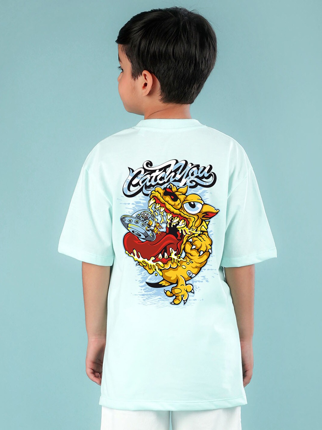 

NUSYL Boys Graphic Printed Oversized T-shirt, Blue