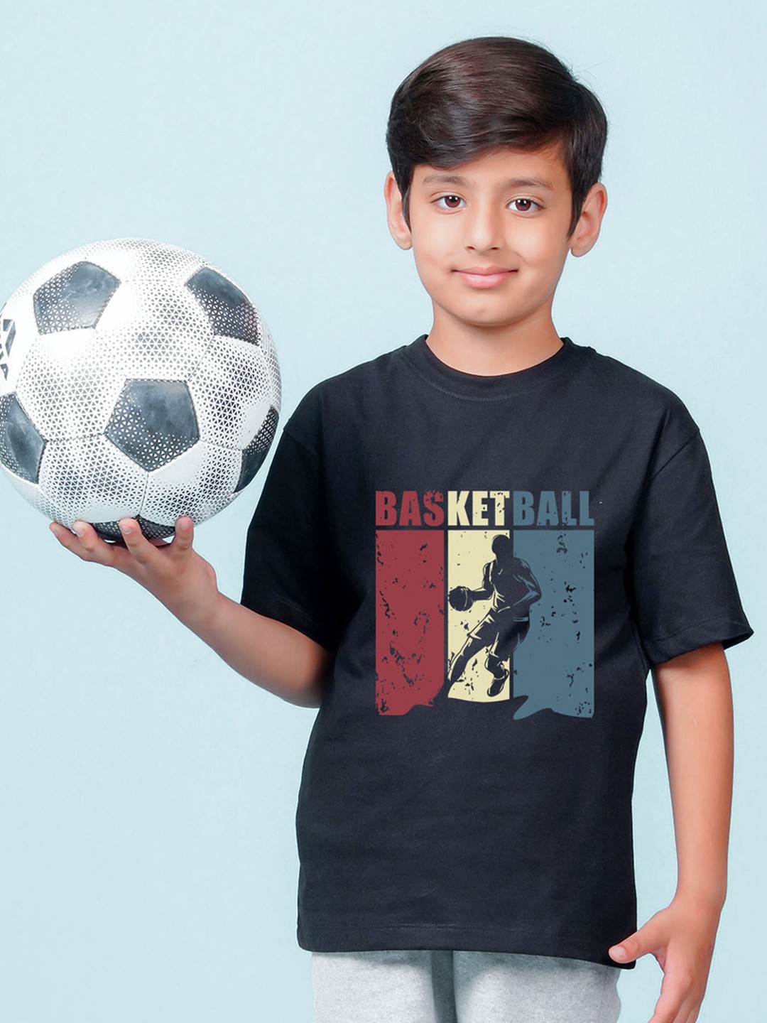 

NUSYL Boys Typography Printed Round Neck Oversized T-shirt, Black