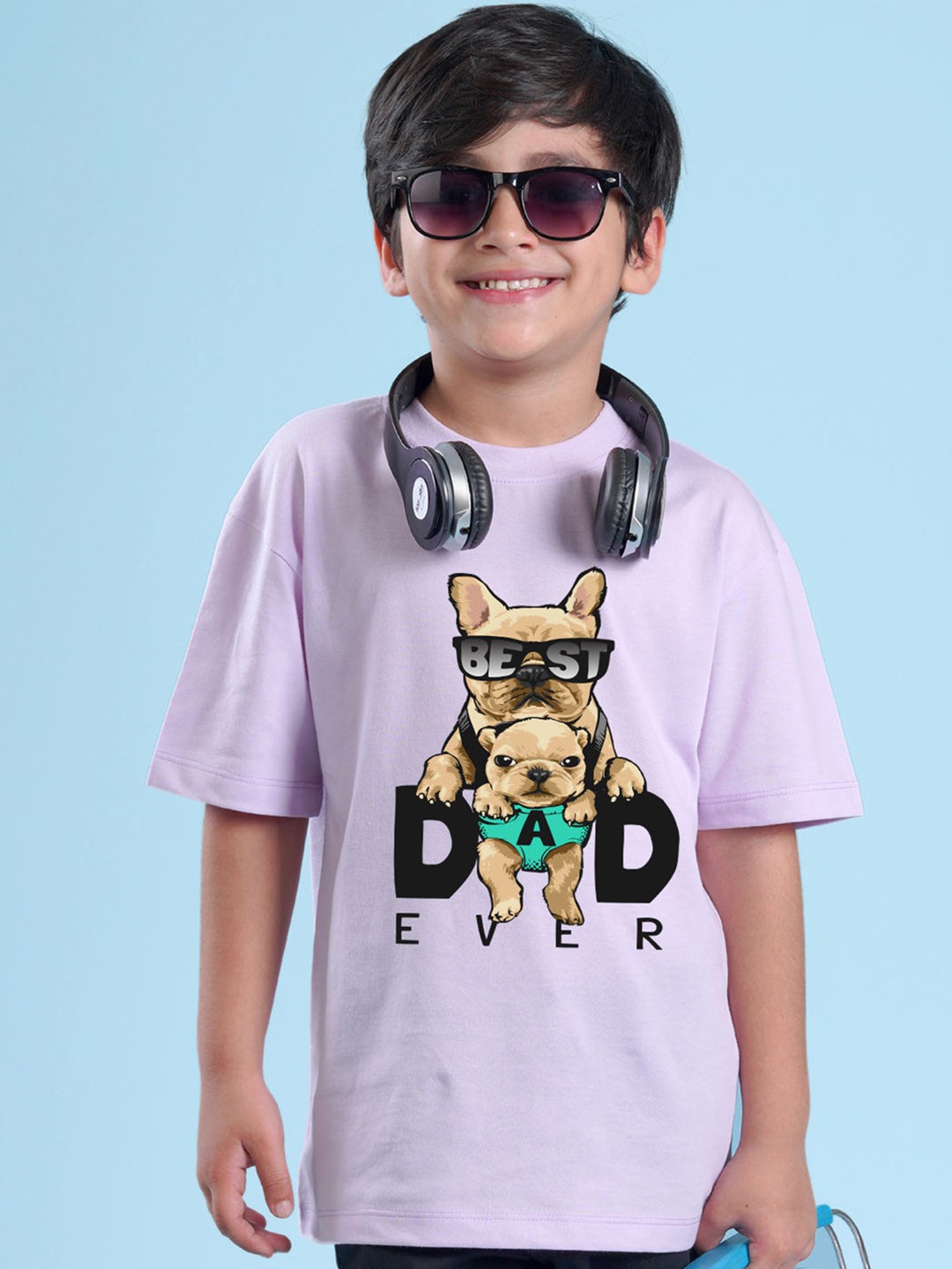 

NUSYL Boys Graphic Printed Drop Shoulder Sleeves Oversized T-shirt, Purple
