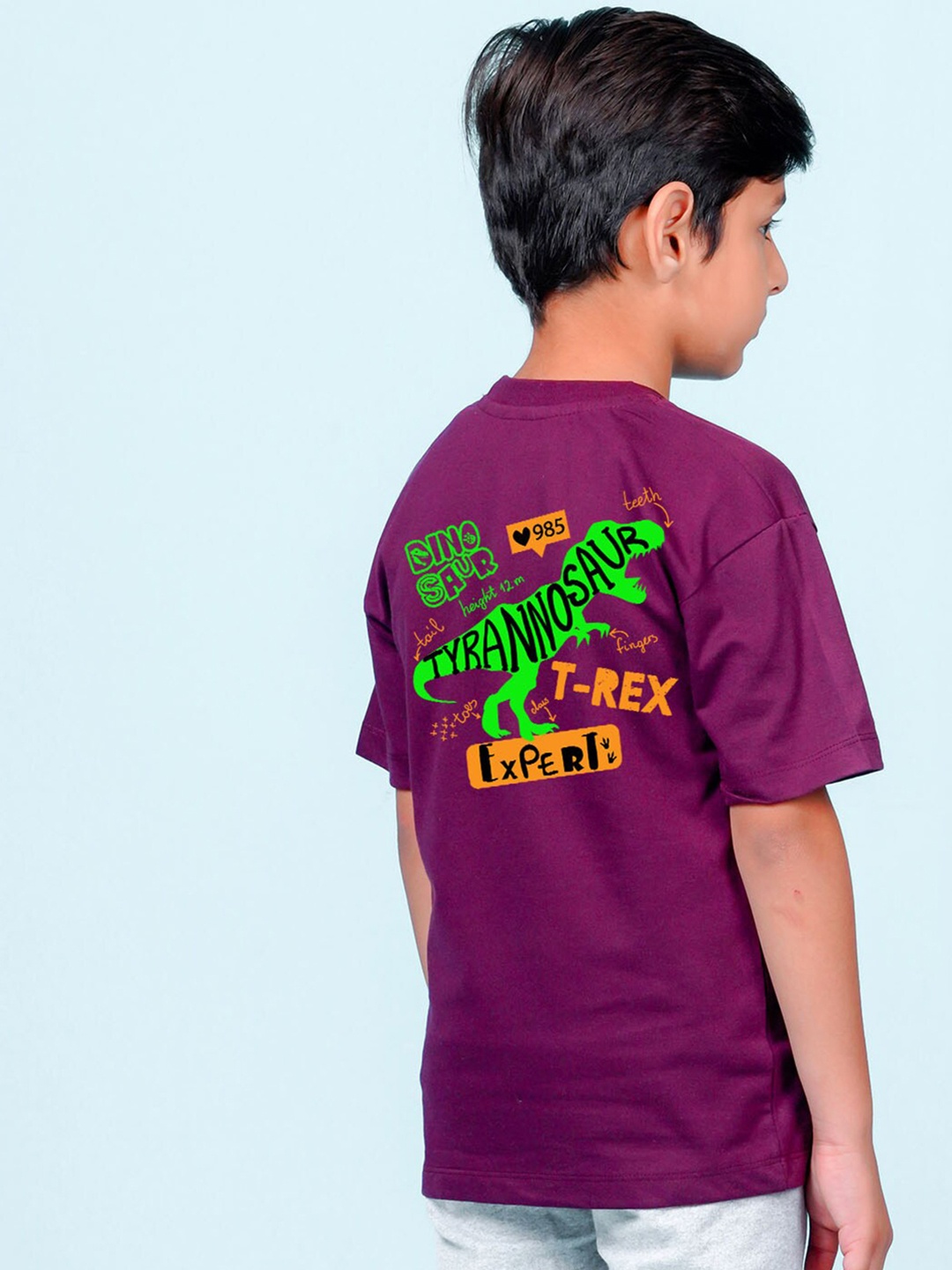 

NUSYL Boys Typography Printed Cotton Oversized T-shirt, Purple