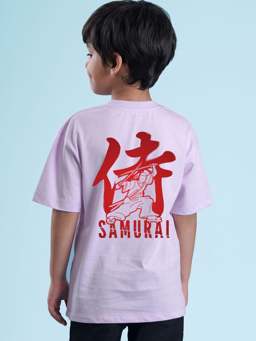 NUSYL Boys Graphic Printed Round Neck Oversized T-shirt, Lavender