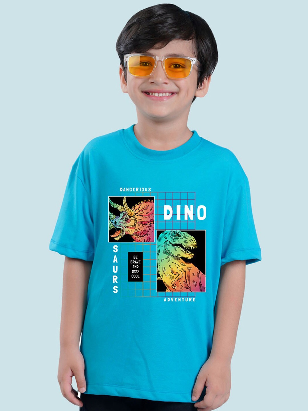

NUSYL Boys Graphic Printed Drop Shoulder Sleeves Oversized T-shirt, Blue