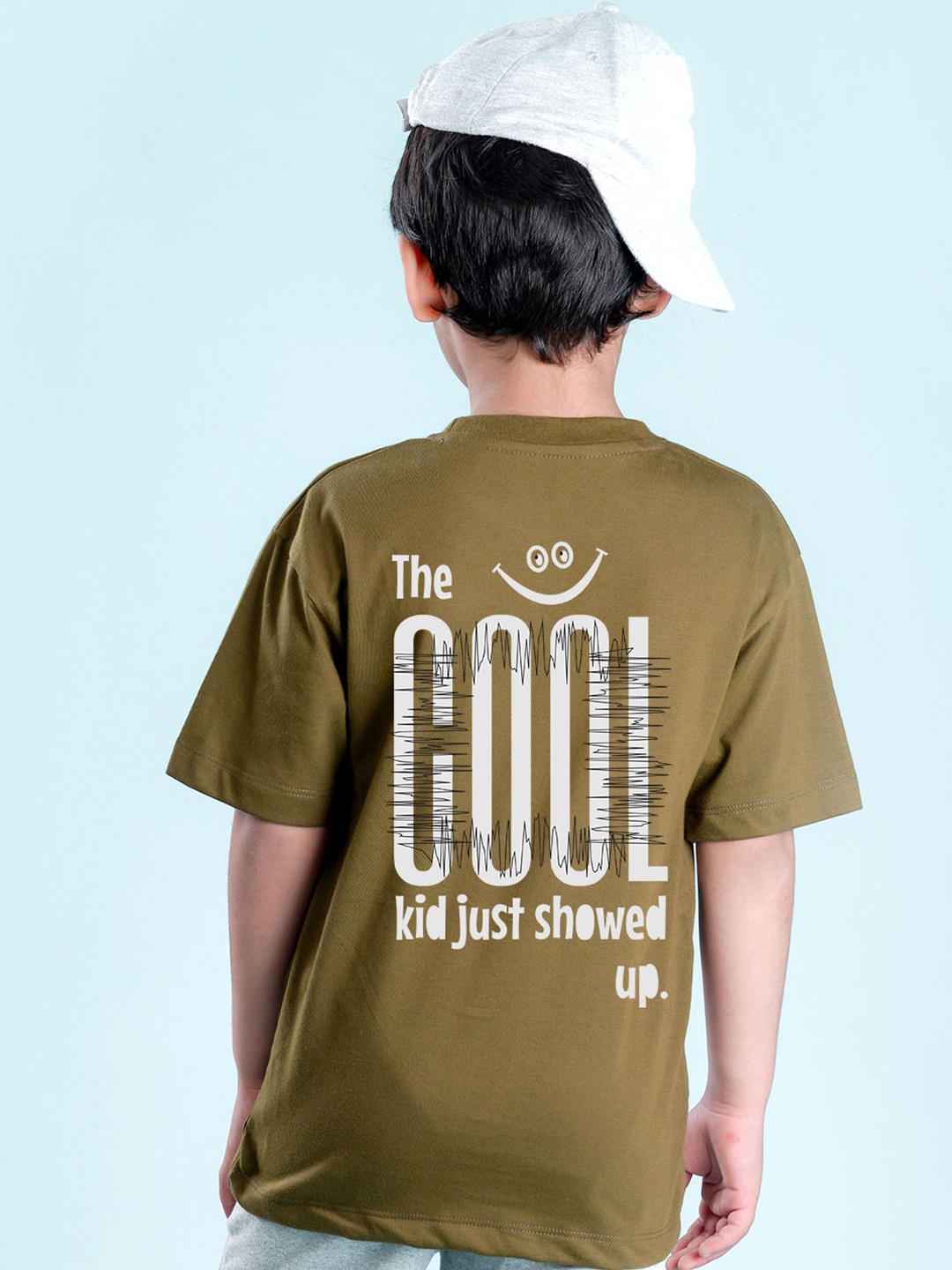 

NUSYL Boys Typography Printed Round Neck Short Sleeves Oversized T-shirt, Green