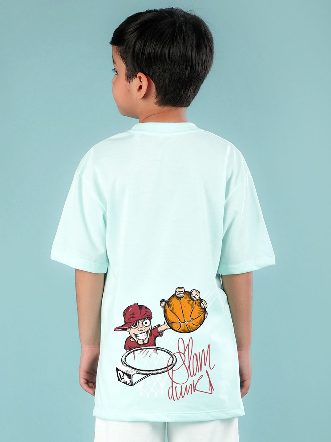 

NUSYL Boys Graphic Printed Round Neck Oversized T-shirt, Blue