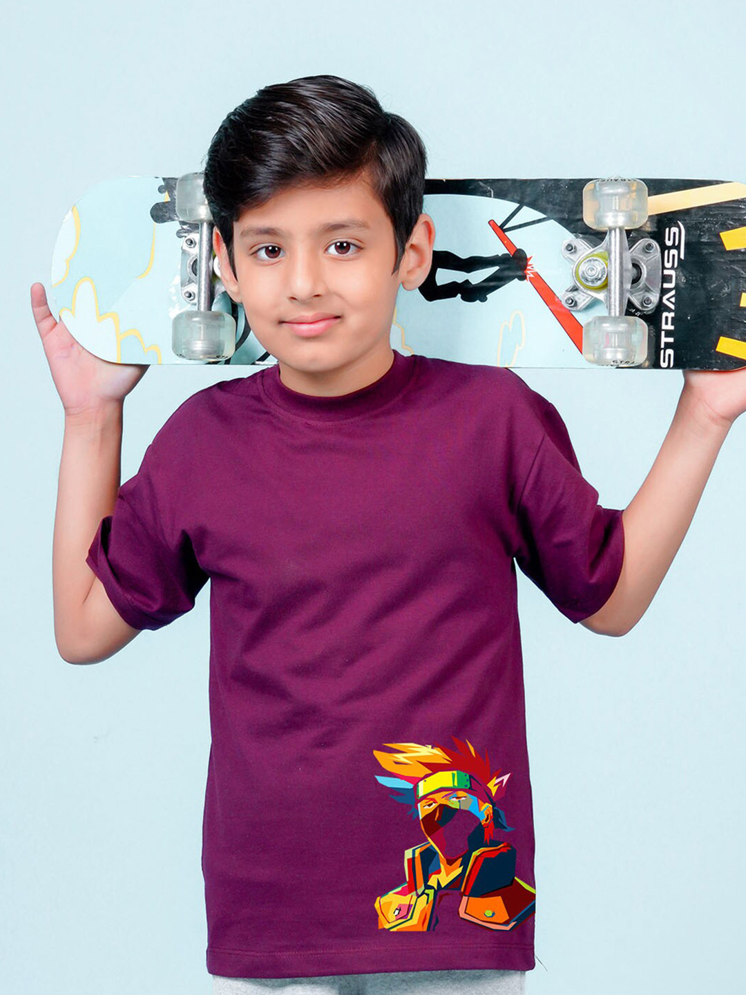 

NUSYL Boys Graphic Printed Oversized T-shirt, Purple