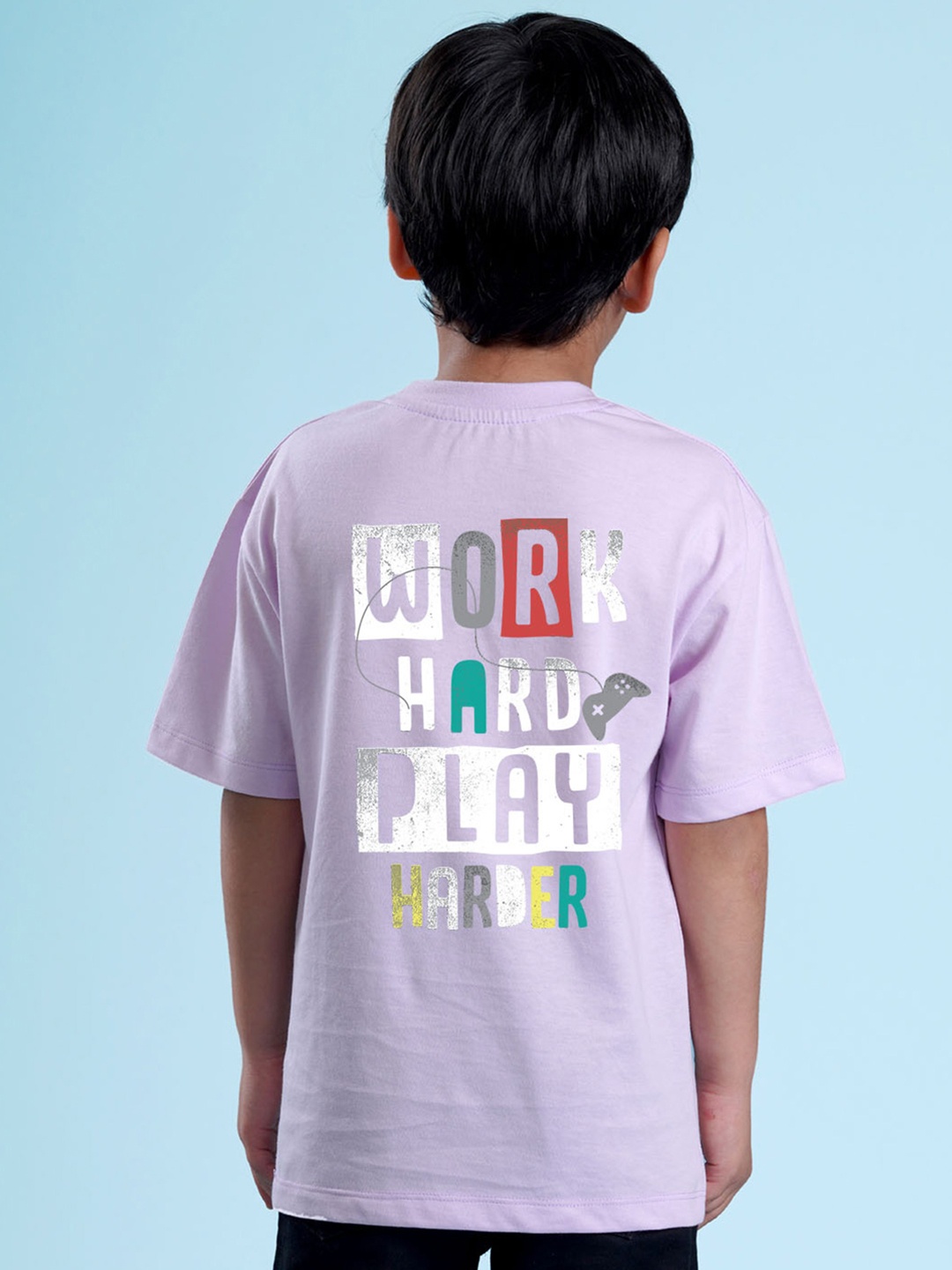 

NUSYL Boys Typography Printed Oversized T-shirt, Purple