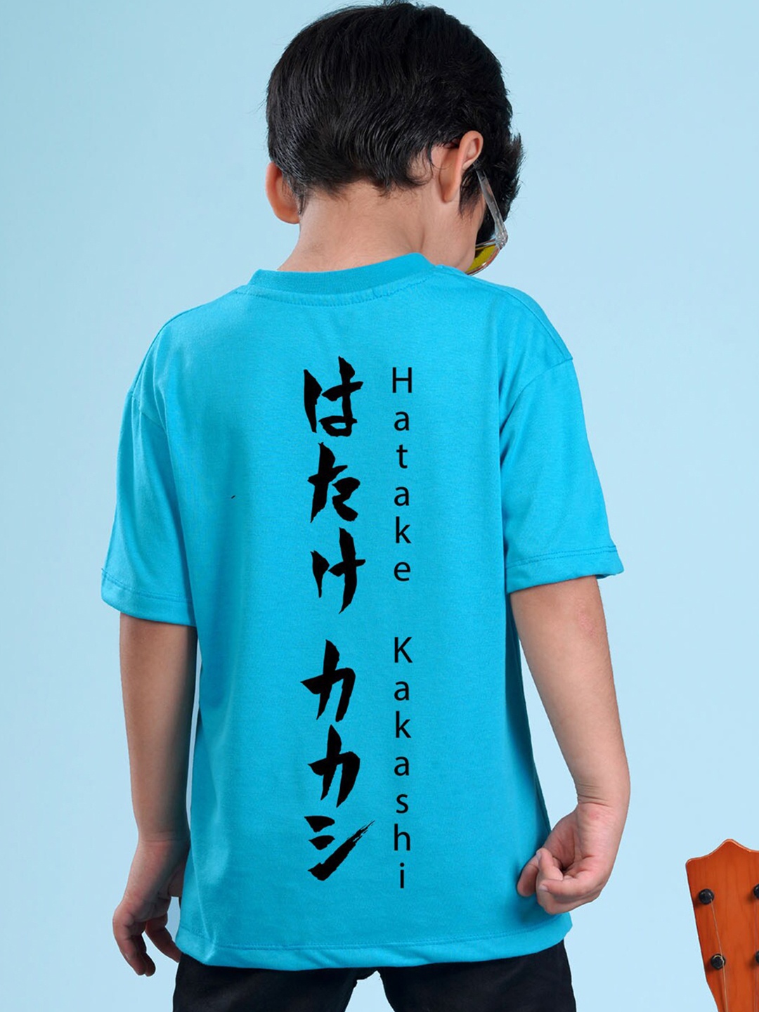 

NUSYL Boys Typography Printed Drop-Shoulder Sleeves Oversized T-shirt, Blue