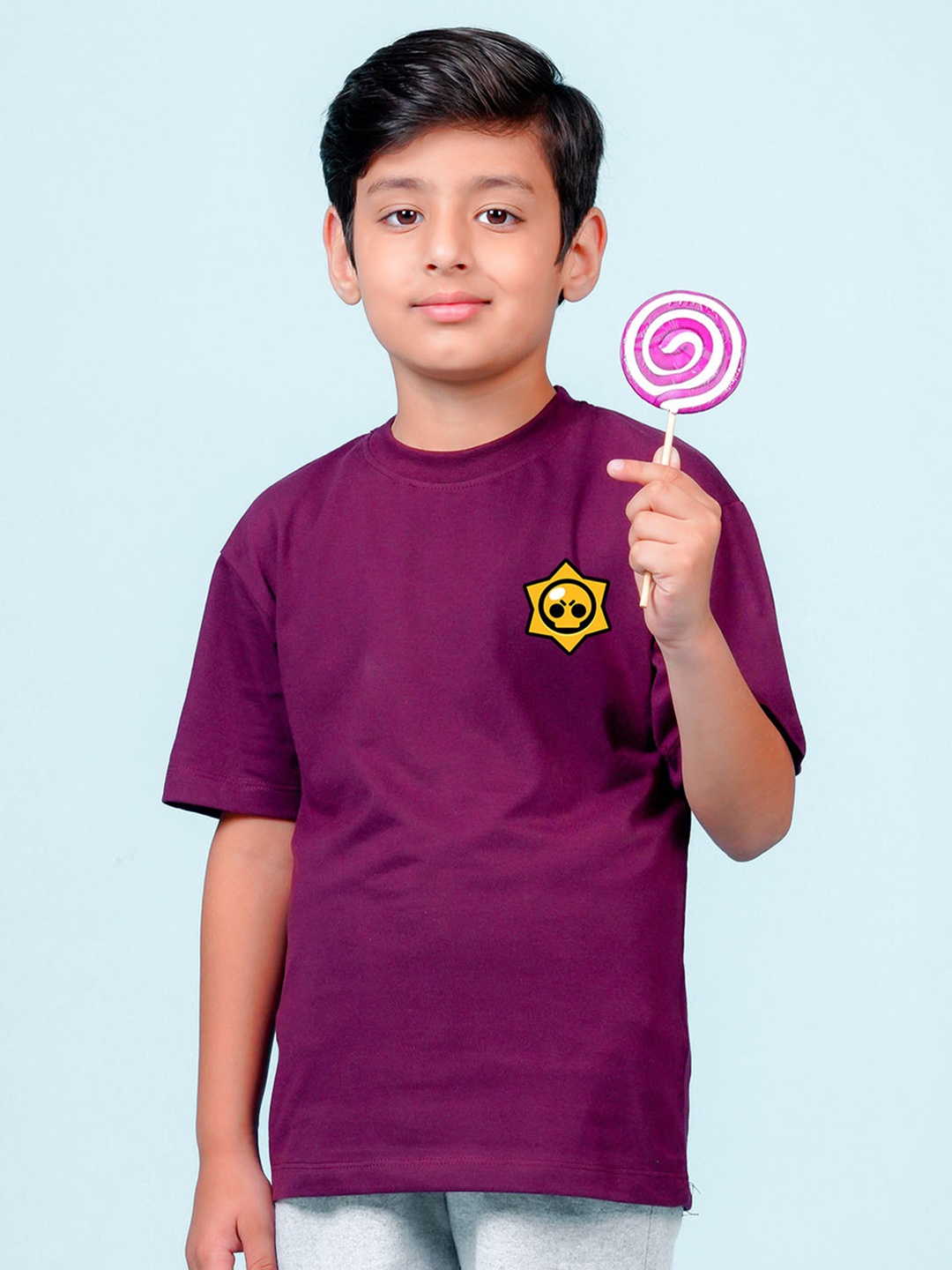 

NUSYL Boys Round Neck Oversized T-shirt, Maroon