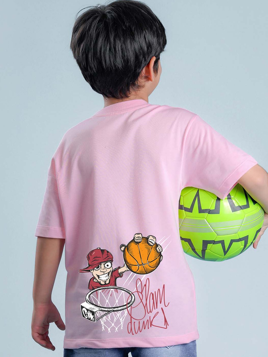 

NUSYL Boys Graphic Printed Oversized T-shirt, Pink