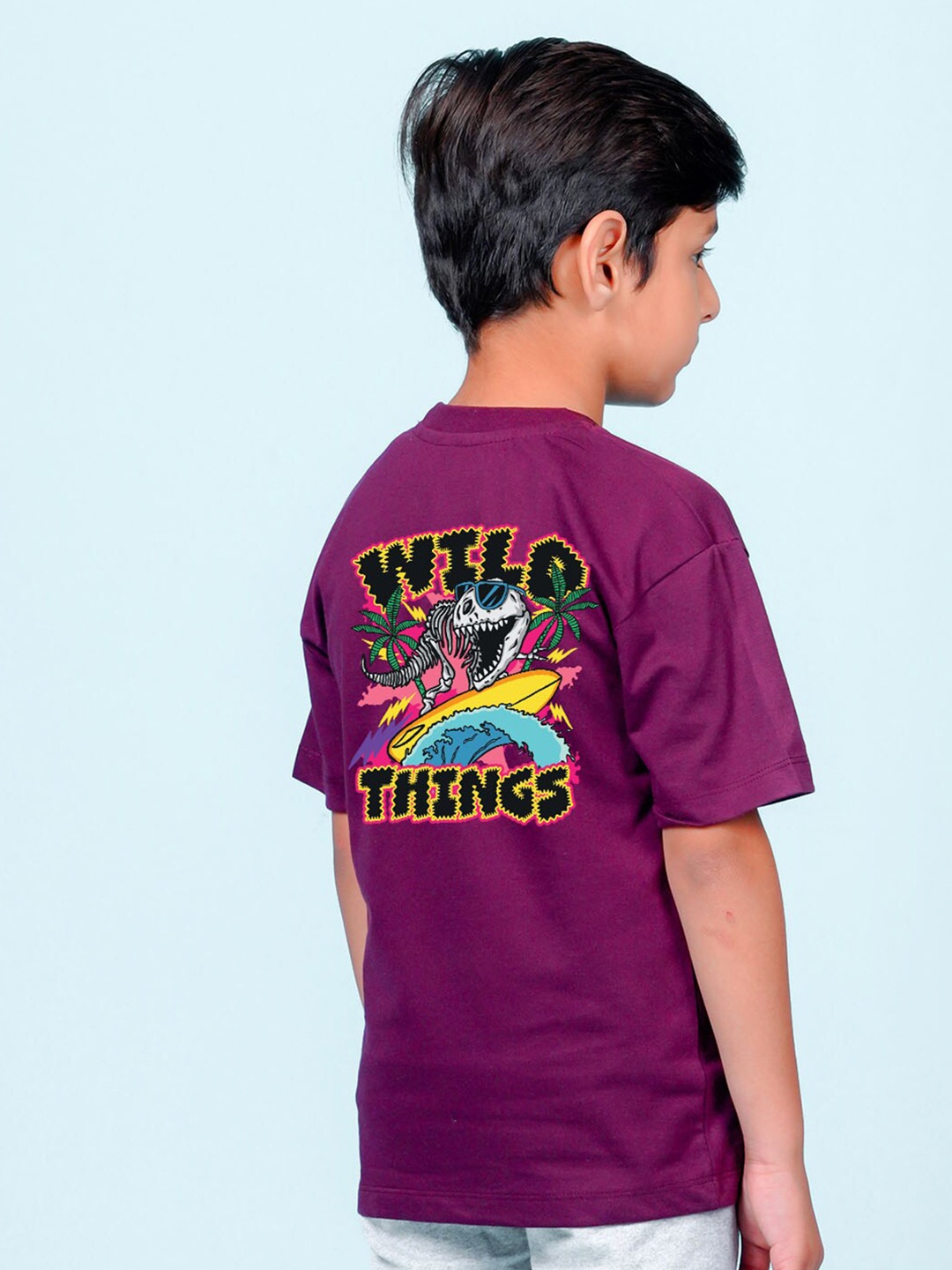 

NUSYL Boys Oversized Graphic Printed Cotton T-shirt, Maroon