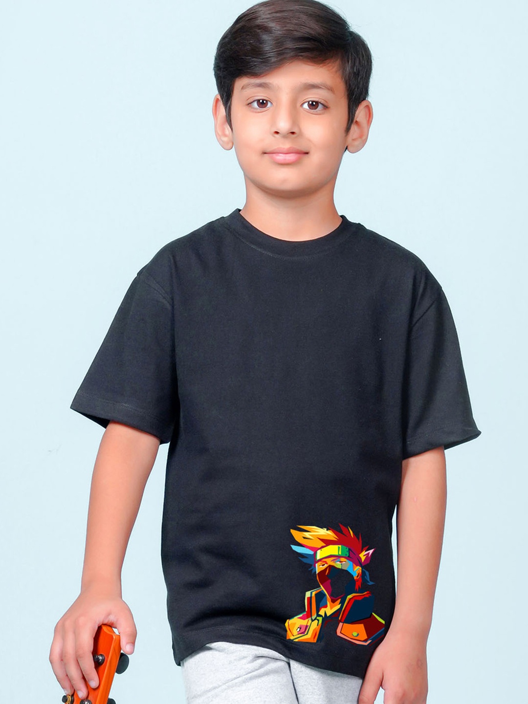 

NUSYL Boys Graphic Printed Oversized T-shirt, Black