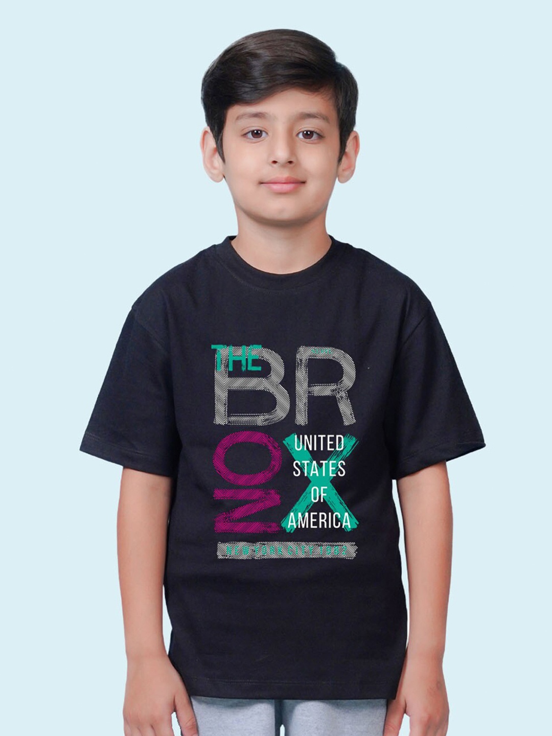 

NUSYL Boys Typography Printed Oversized T-shirt, Black