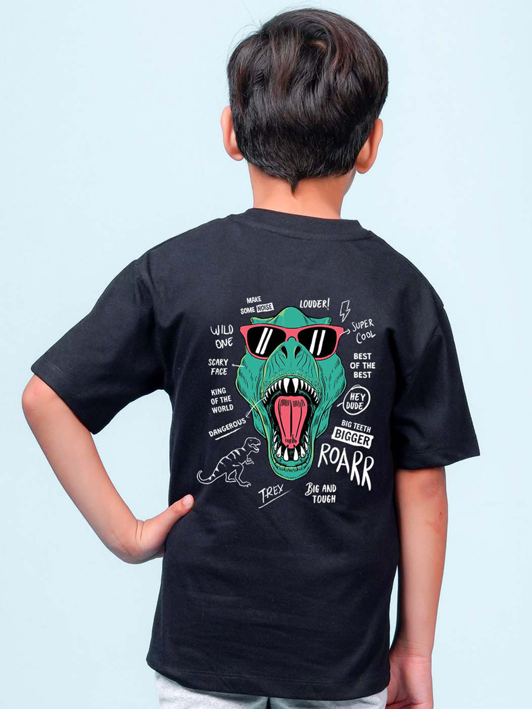 

NUSYL Boys Graphic Printed Oversized T-shirt, Black