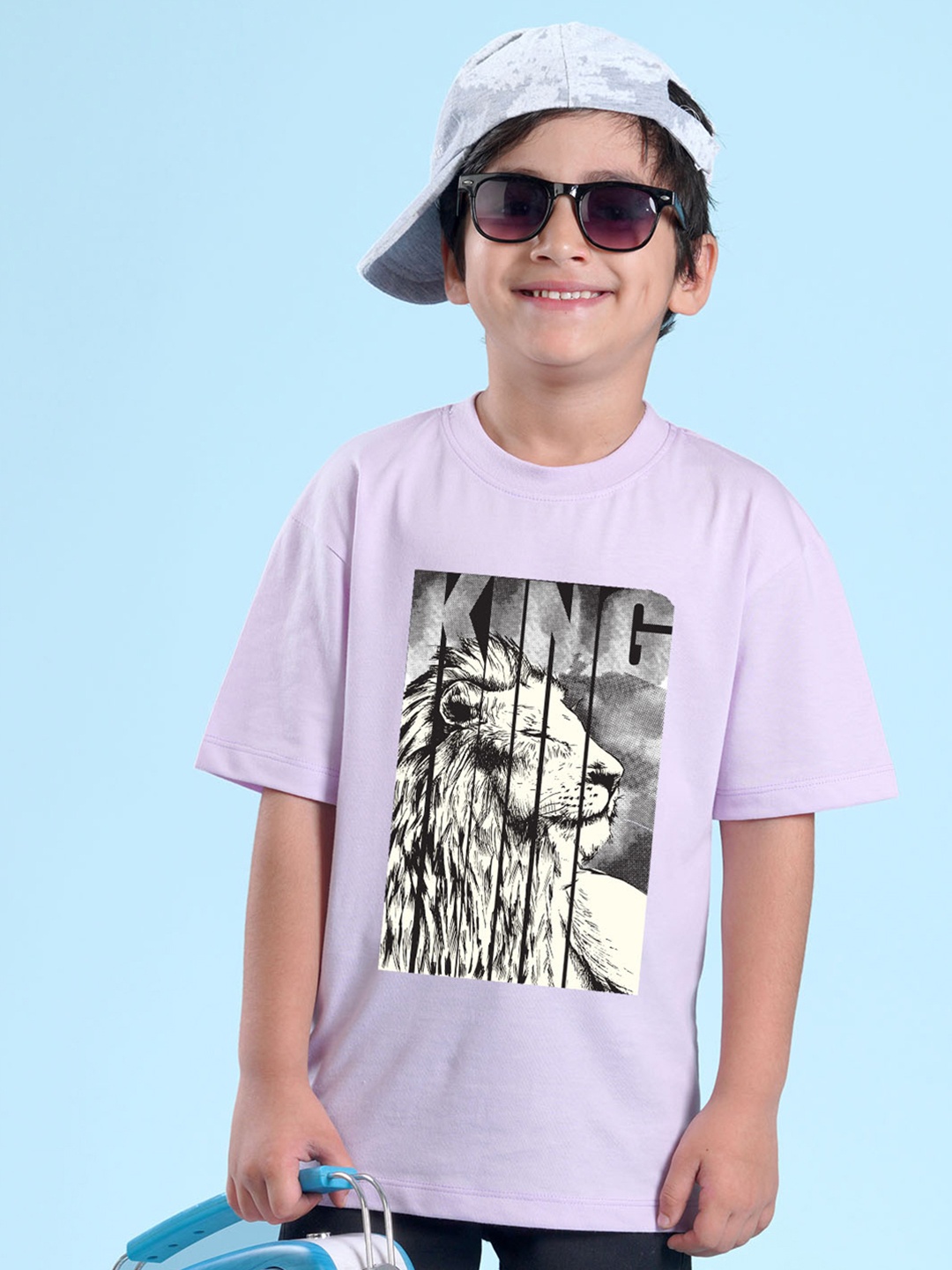 

NUSYL Boys Graphic Printed Oversized T-shirt, Purple