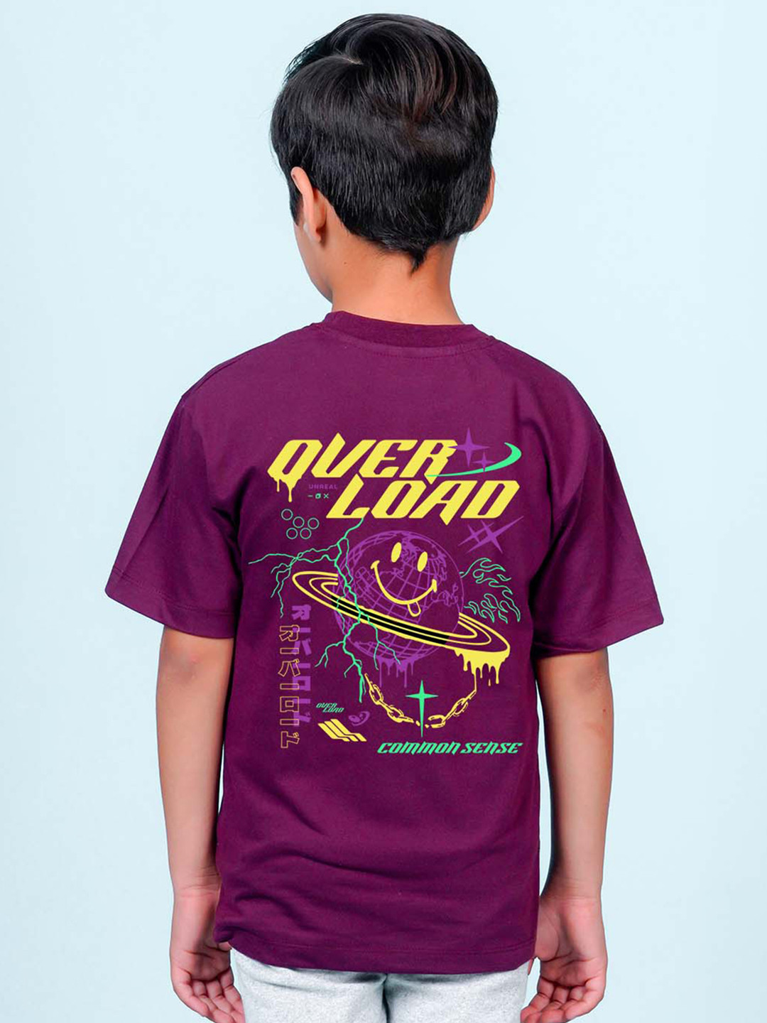 

NUSYL Boys Graphic Printed Oversized Cotton T-shirt, Maroon