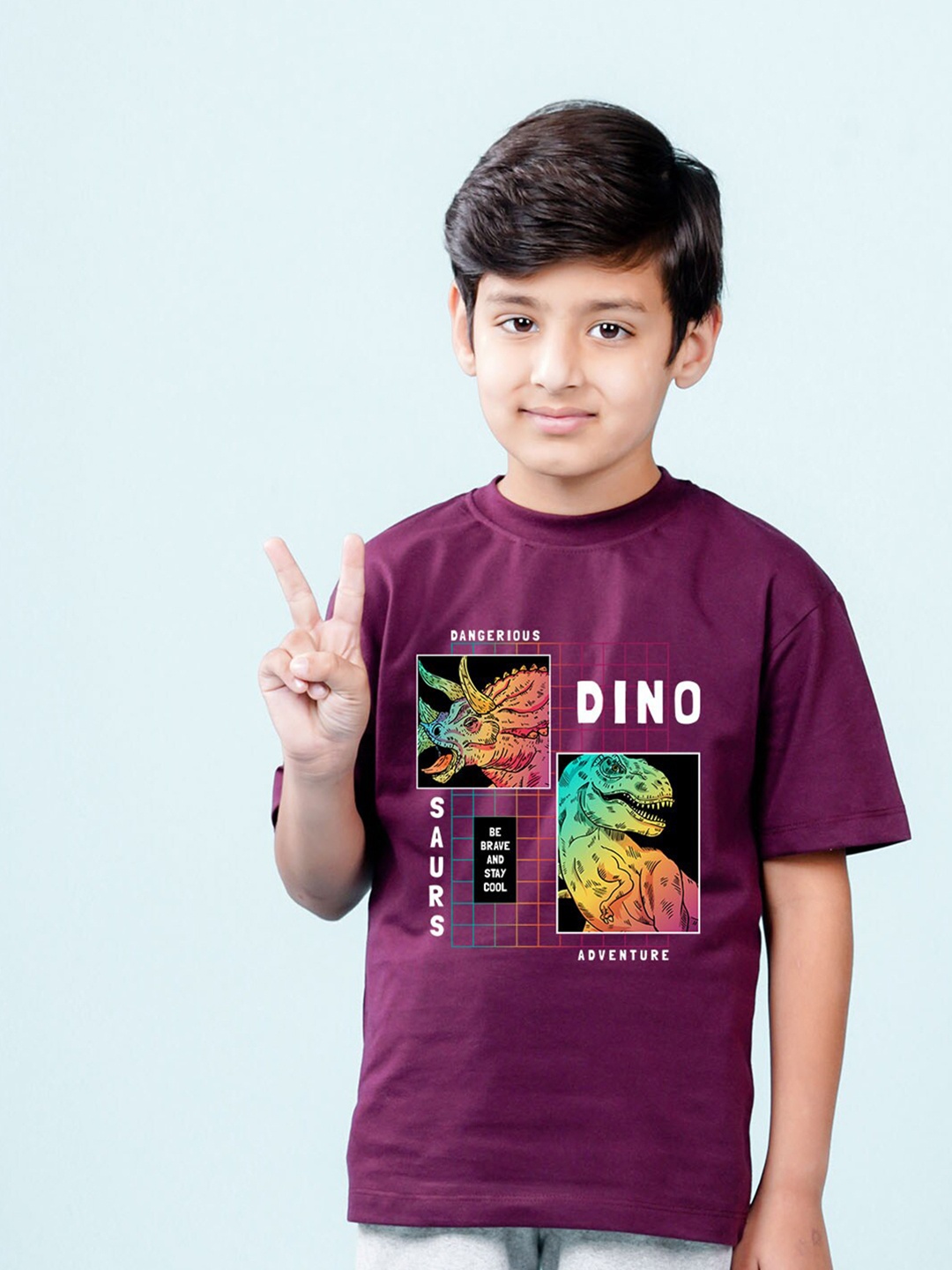 

NUSYL Boys Printed Oversized T-shirt, Maroon