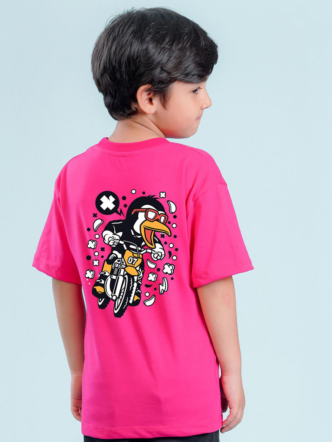 

NUSYL Boys Graphic Printed Oversized T-shirt, Pink
