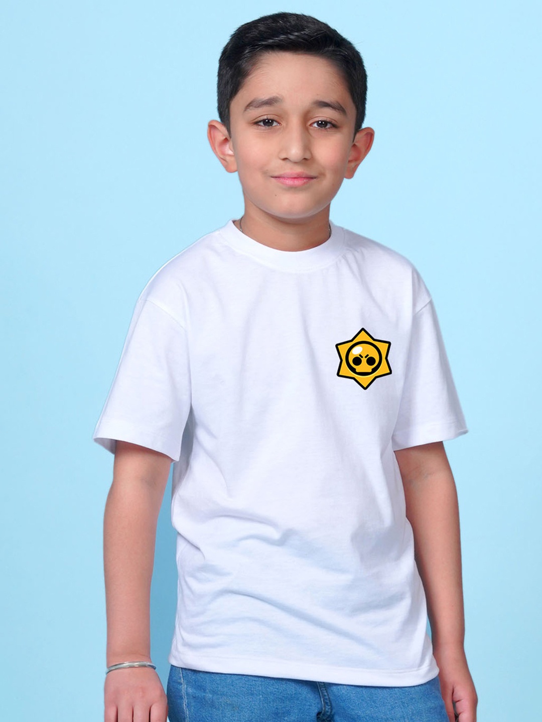 

NUSYL Boys Drop-Shoulder Sleeves Oversized T-shirt, White