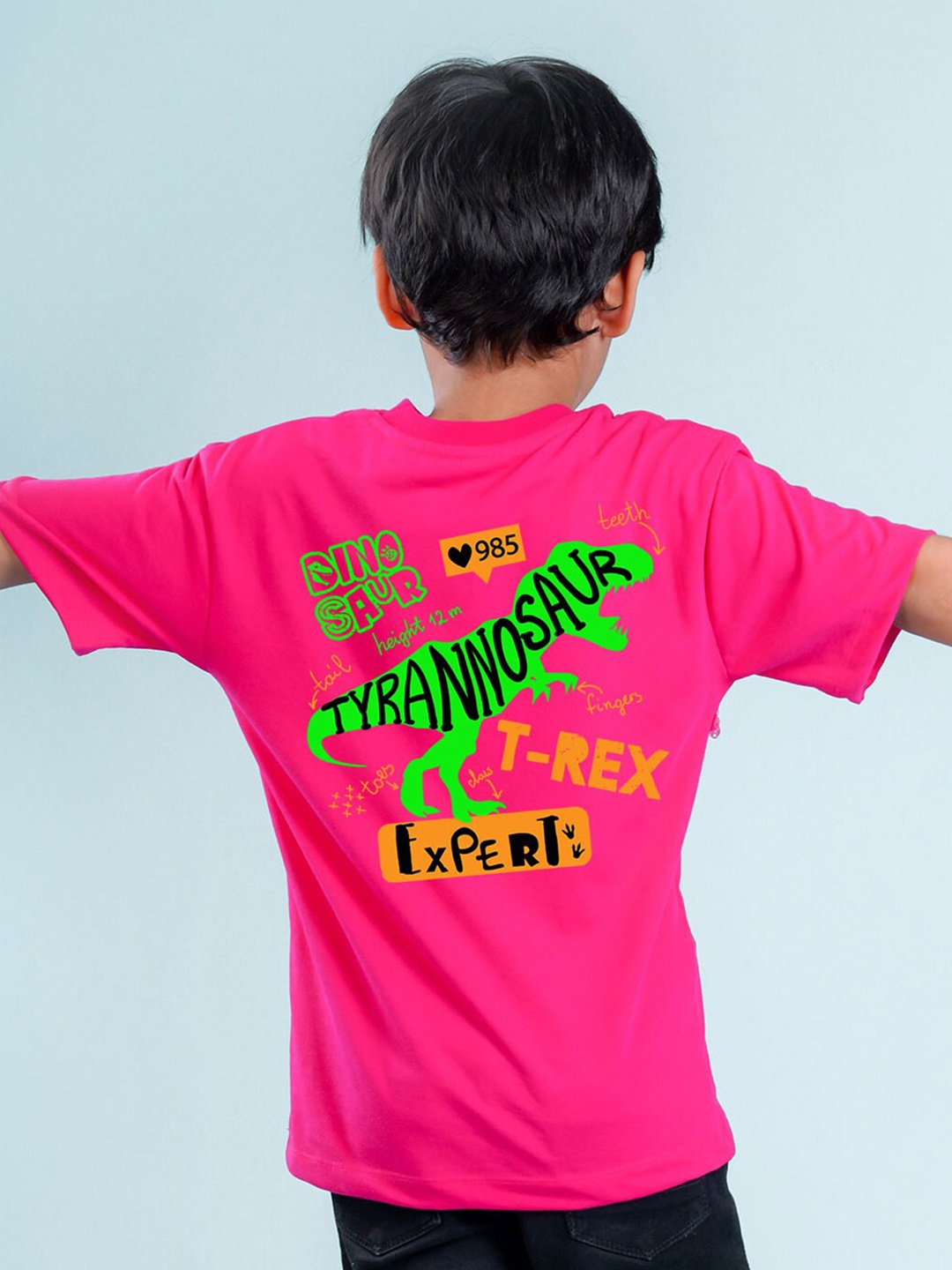 

NUSYL Boys Typography Printed Round Neck Oversized T-shirt, Pink