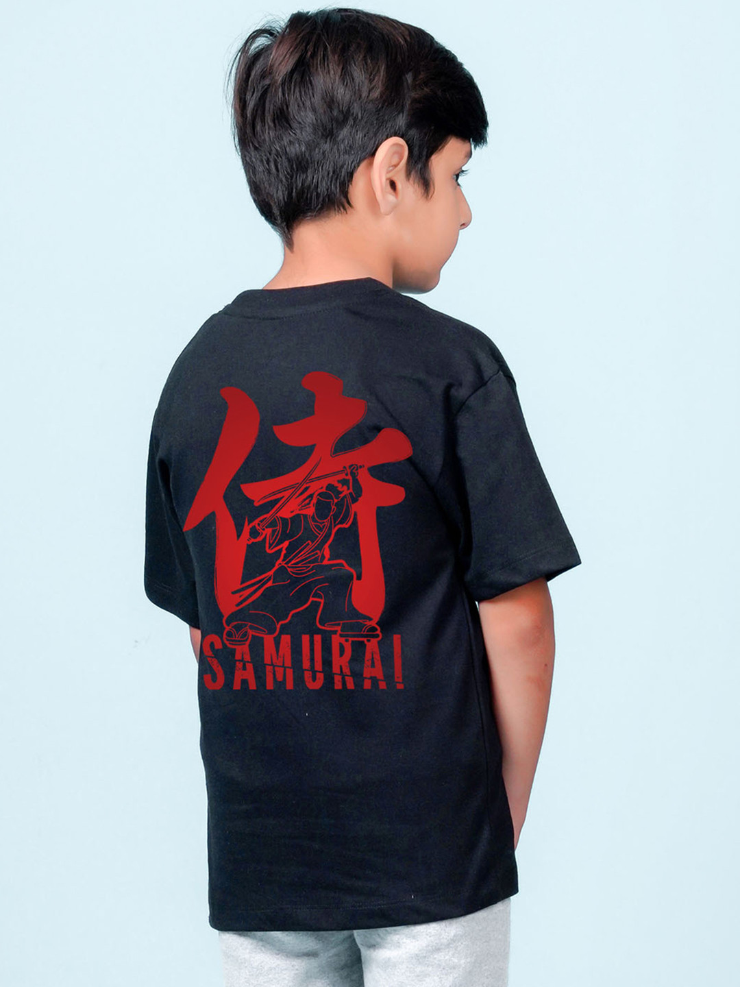 

NUSYL Boys Graphic Printed Oversized Cotton T-shirt, Black