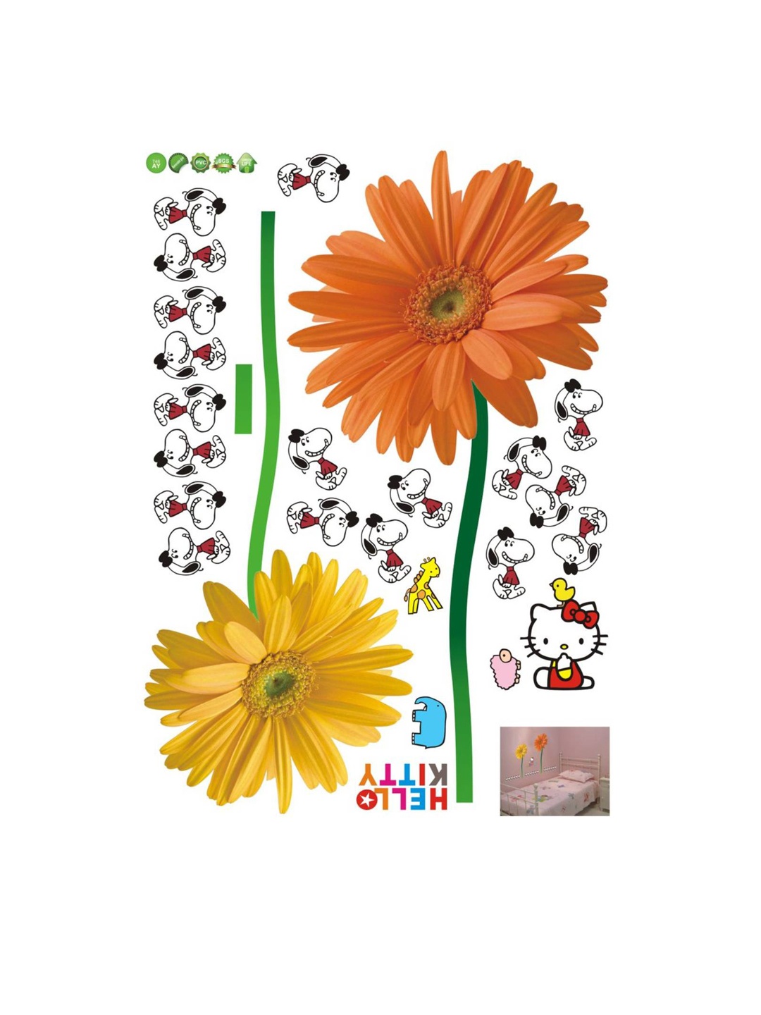 

Jaamso Royals Orange-Coloured & Yellow Printed Waterproof Wallsticker