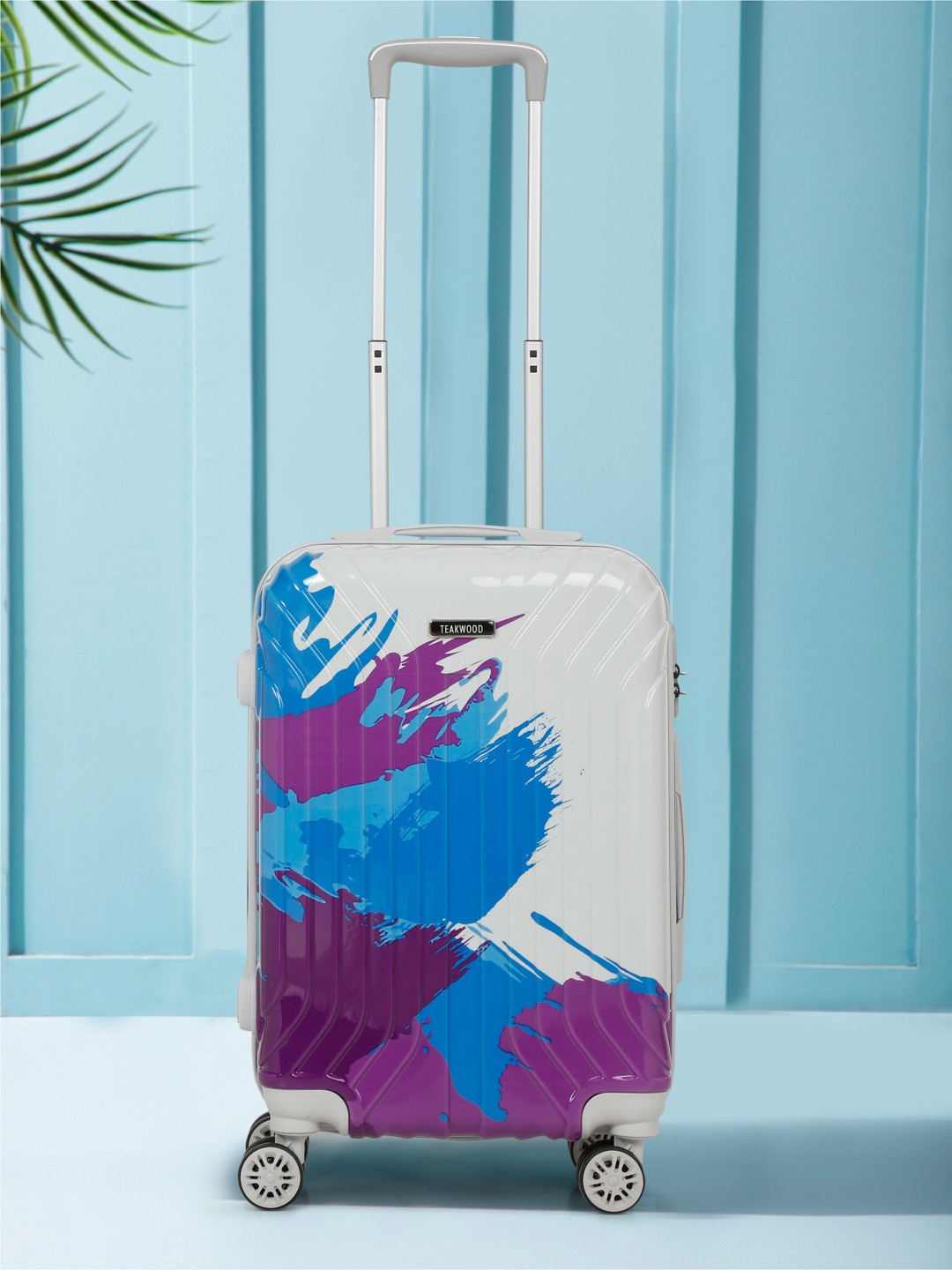

Teakwood Leathers Abstract Printed Hard Cabin Trolley Bag- 32.2 L, White
