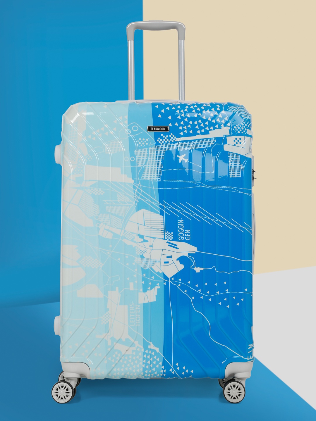 

Teakwood Leathers Printed 360 Degree Rotation Hard Large Trolley Bag- 95.5 L, Blue