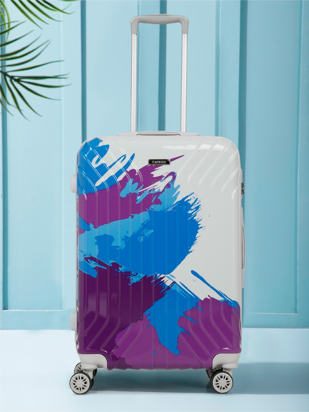 

Teakwood Leathers Printed 360 Degree Rotation Hard Medium Trolley Bag- 54.6 L, White