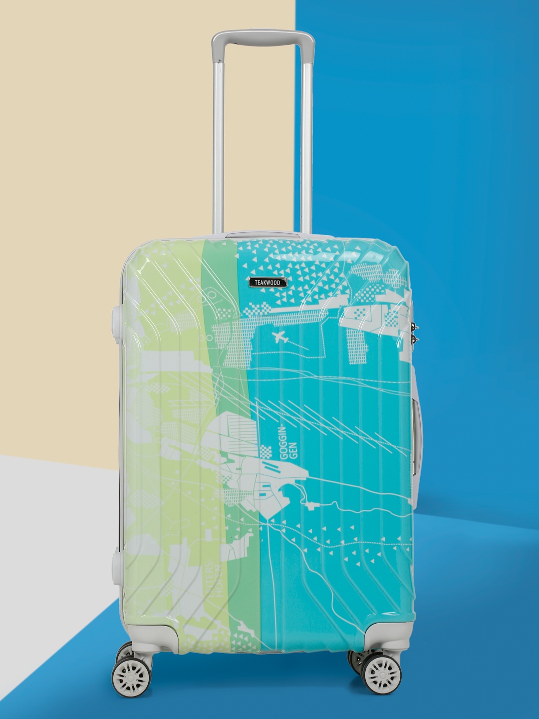 

Teakwood Leathers Printed 360 Degree Rotation Hard Large Trolley Bag- 95.5 L, Blue