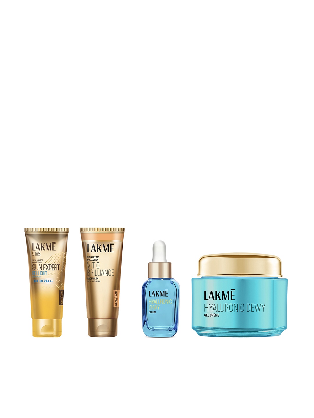 

Lakme Face Care Combo - Gel Creme 50g + Facewash 100g + Sunscreen 100ml + Serum 30ml, Blue