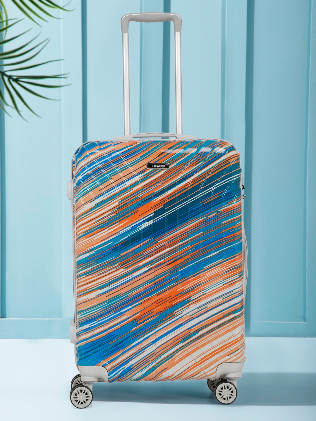 

Teakwood Leathers Printed 360 Degree Rotation Hard Medium Trolley Bag- 54.6 L, Blue
