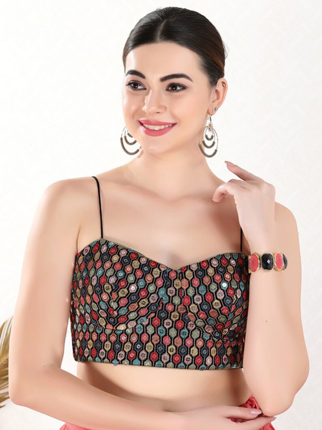 

SALWAR STUDIO Embroidered Saree Blouse, Multi
