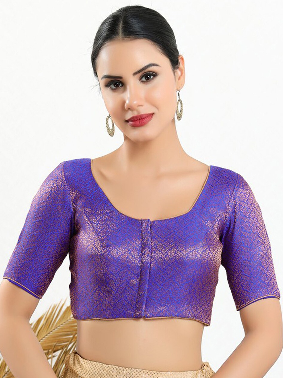 

SALWAR STUDIO Woven Design Saree Blouse, Purple