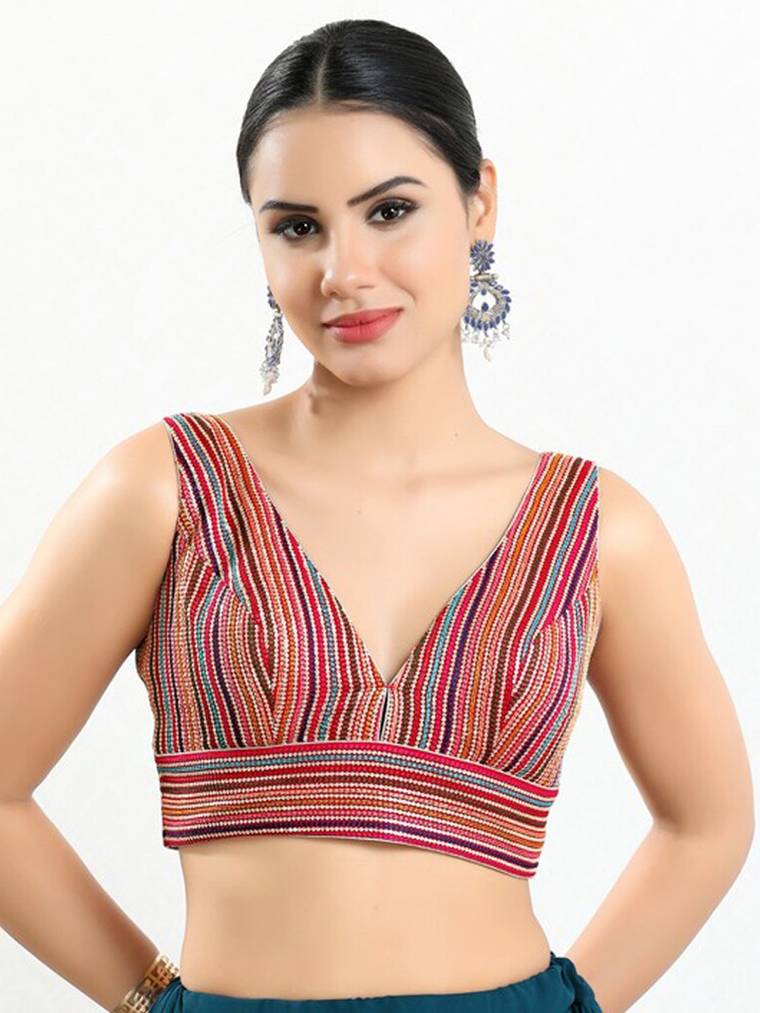 

SALWAR STUDIO Embroidered Saree Blouse, Pink