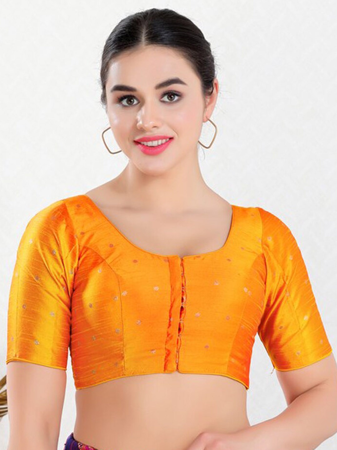 

SALWAR STUDIO Woven Design Brocade Saree Blouse, Mustard