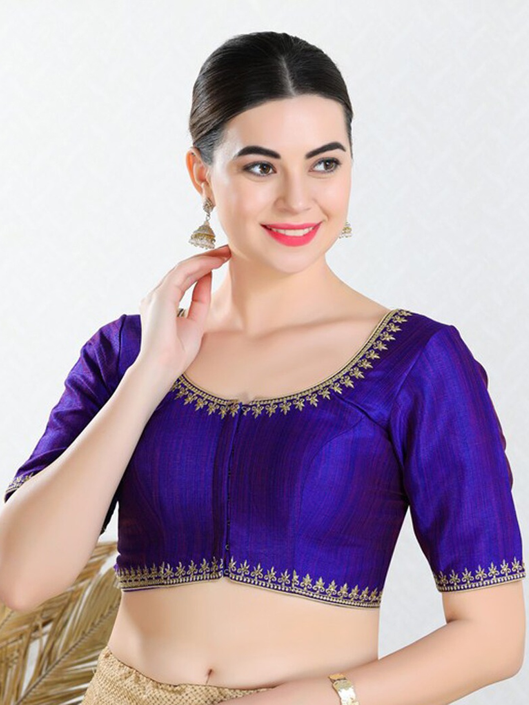 

SALWAR STUDIO Embroidered Saree Blouse, Purple