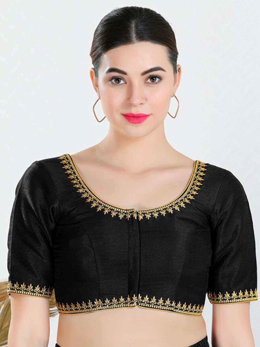 

SALWAR STUDIO Embroidered Saree Blouse, Black