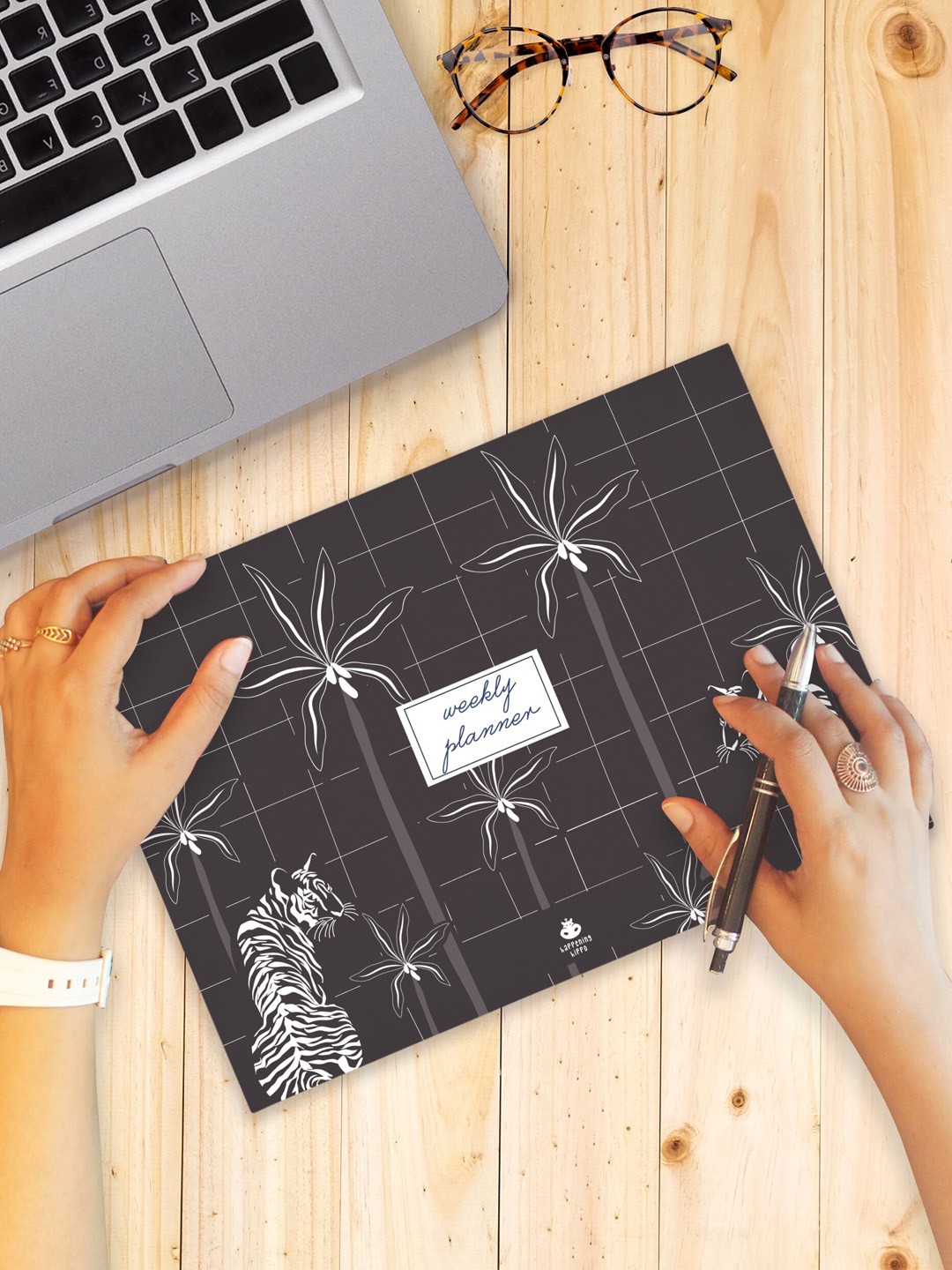 

Happening Hippo Printed A4 Weekly Planner, Grey