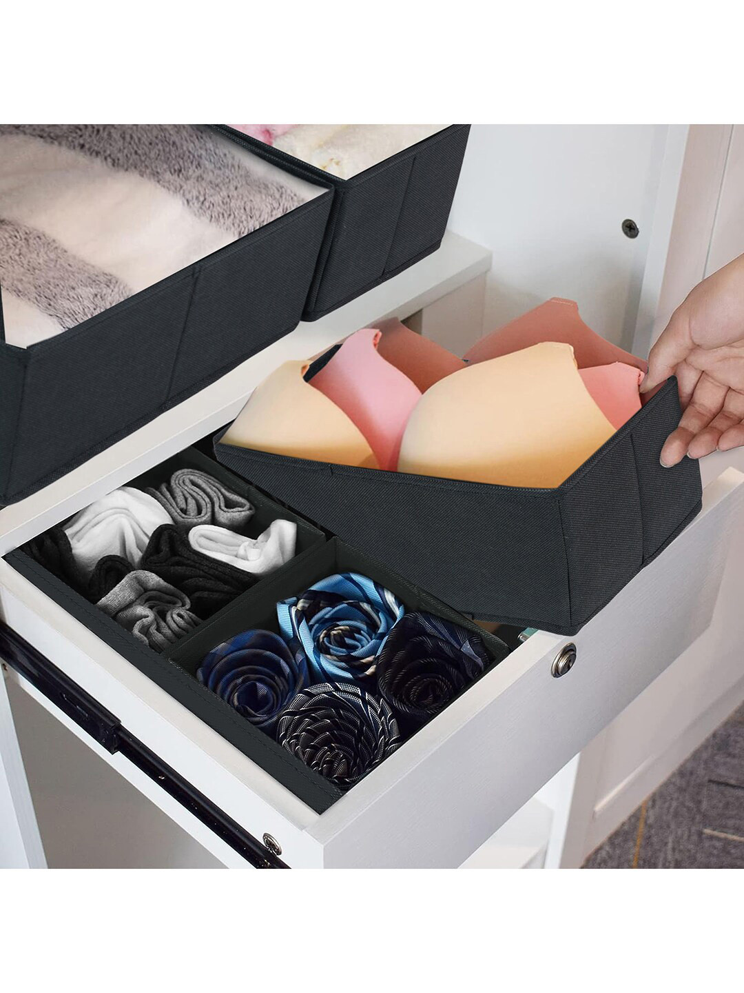 

HOUSE OF QUIRK Black8 Pieces Drawer Organisers, Black