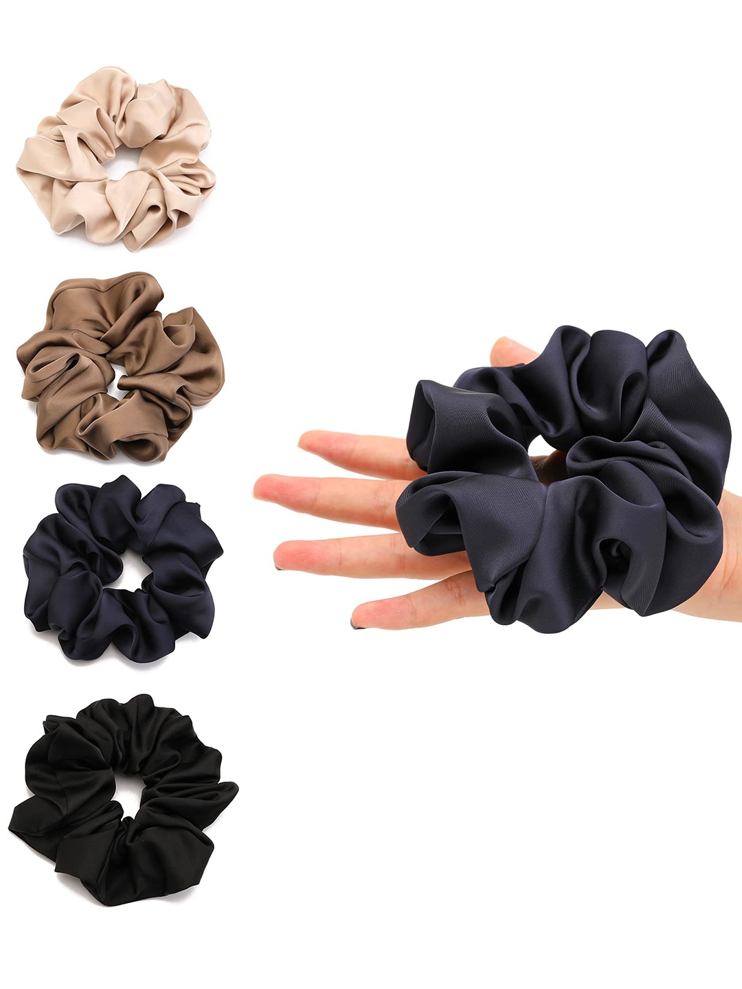 VAGHBHATT Set of 4 Ponytail Holders, Black