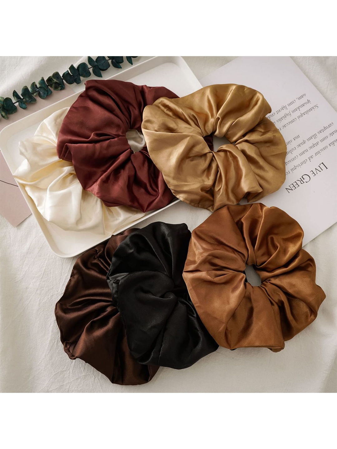 VAGHBHATT Women Set Of 6 Ponytail Holders, Black