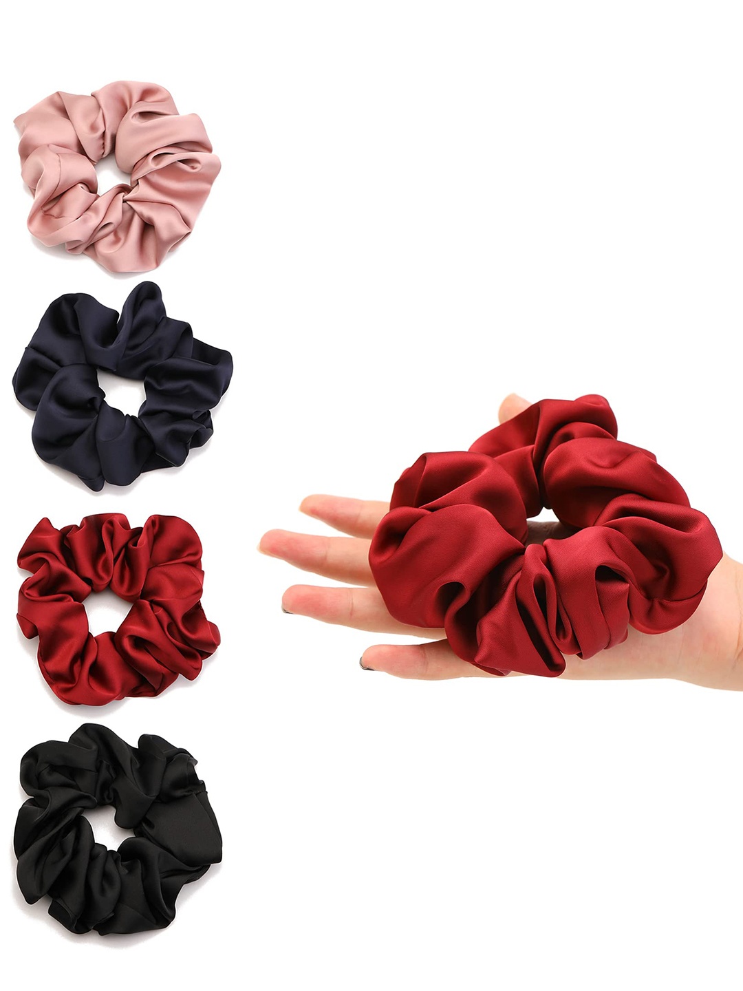 

VAGHBHATT Set of 4 Ponytail Holders, Maroon