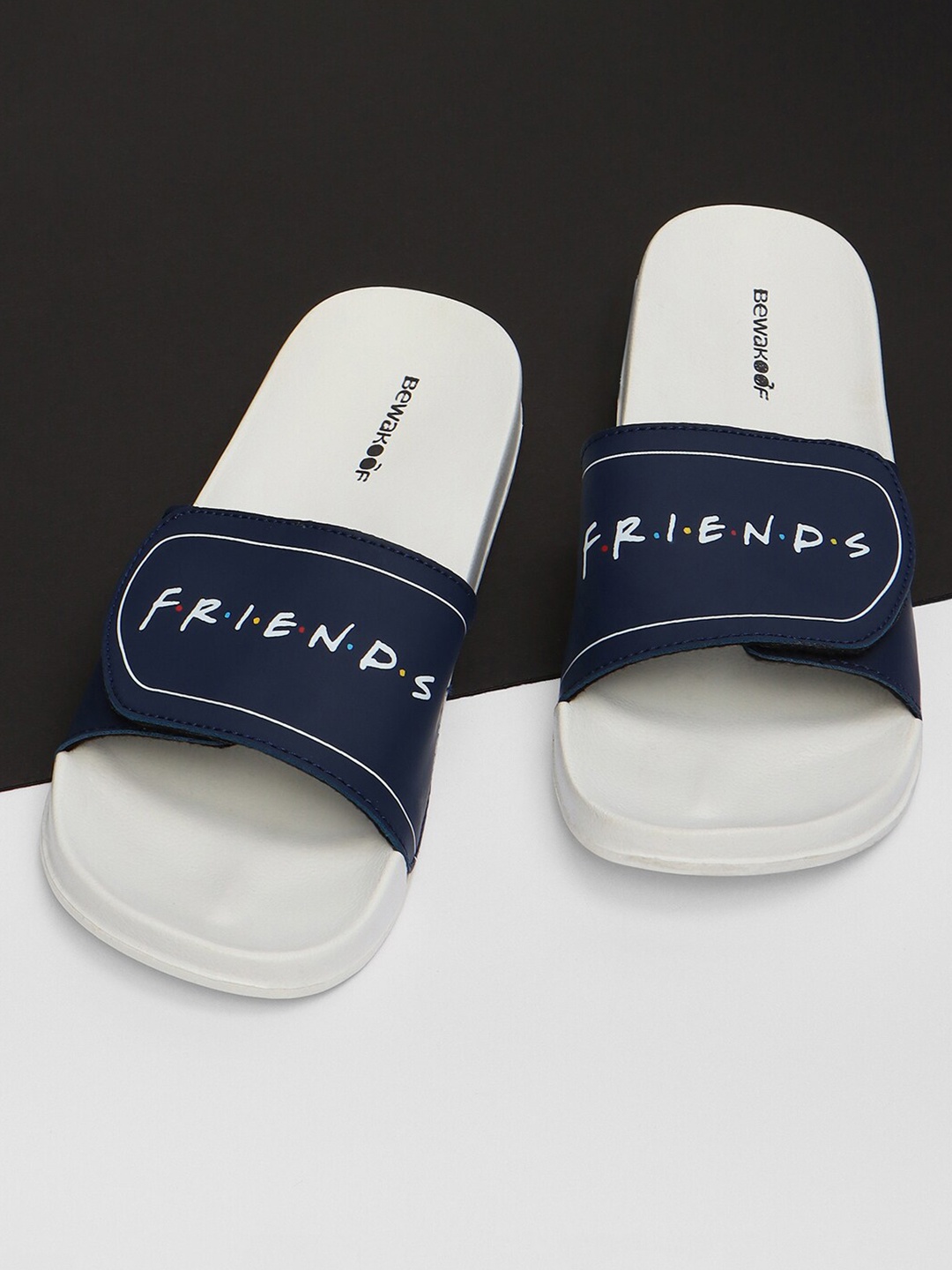 

Bewakoof Women Printed Rubber Sliders, White
