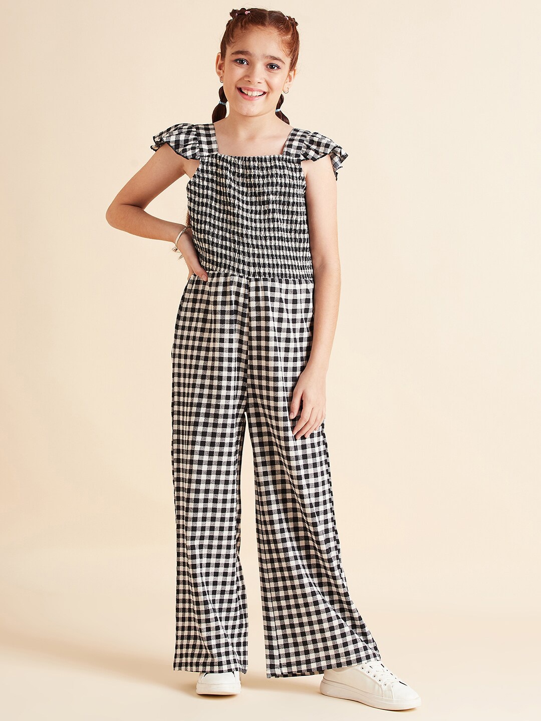 

Cherry & Jerry Girls Checked Basic Jumpsuit, Black